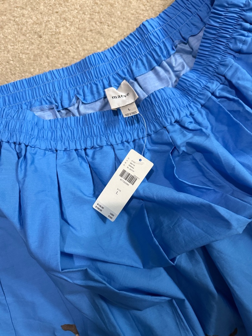 Anthropologie Maeve The Jacie Poplin Bright Blue Floral pull on circle skirt NWT - Picture 4 of 5